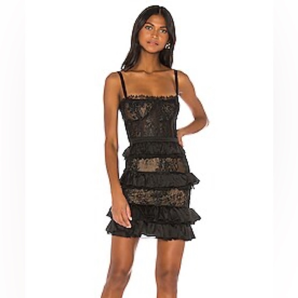 V. Chapman Black Peony Mini Dress